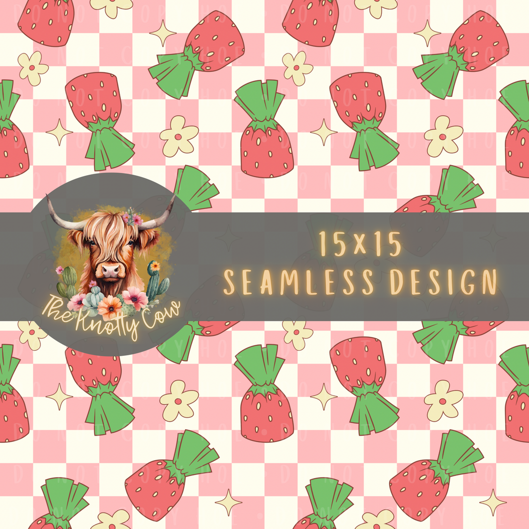 Retro Strawberry Candy Seamless
