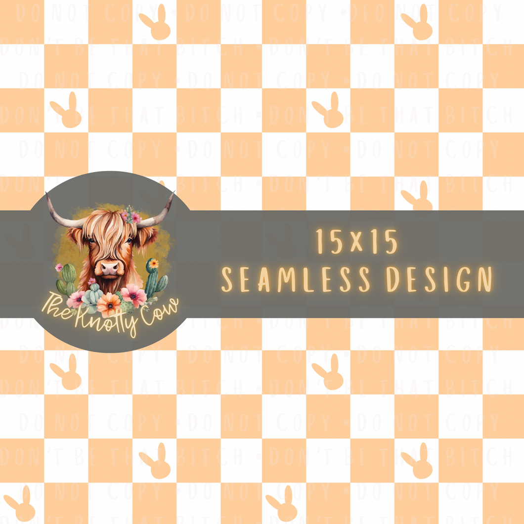 Orange Bunny Checkers Seamless